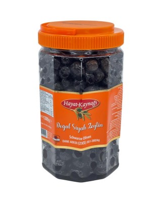 HAYAT-KAYNAGI Schwarze Oliven (2XS) PET 1,3kg - ORANGE