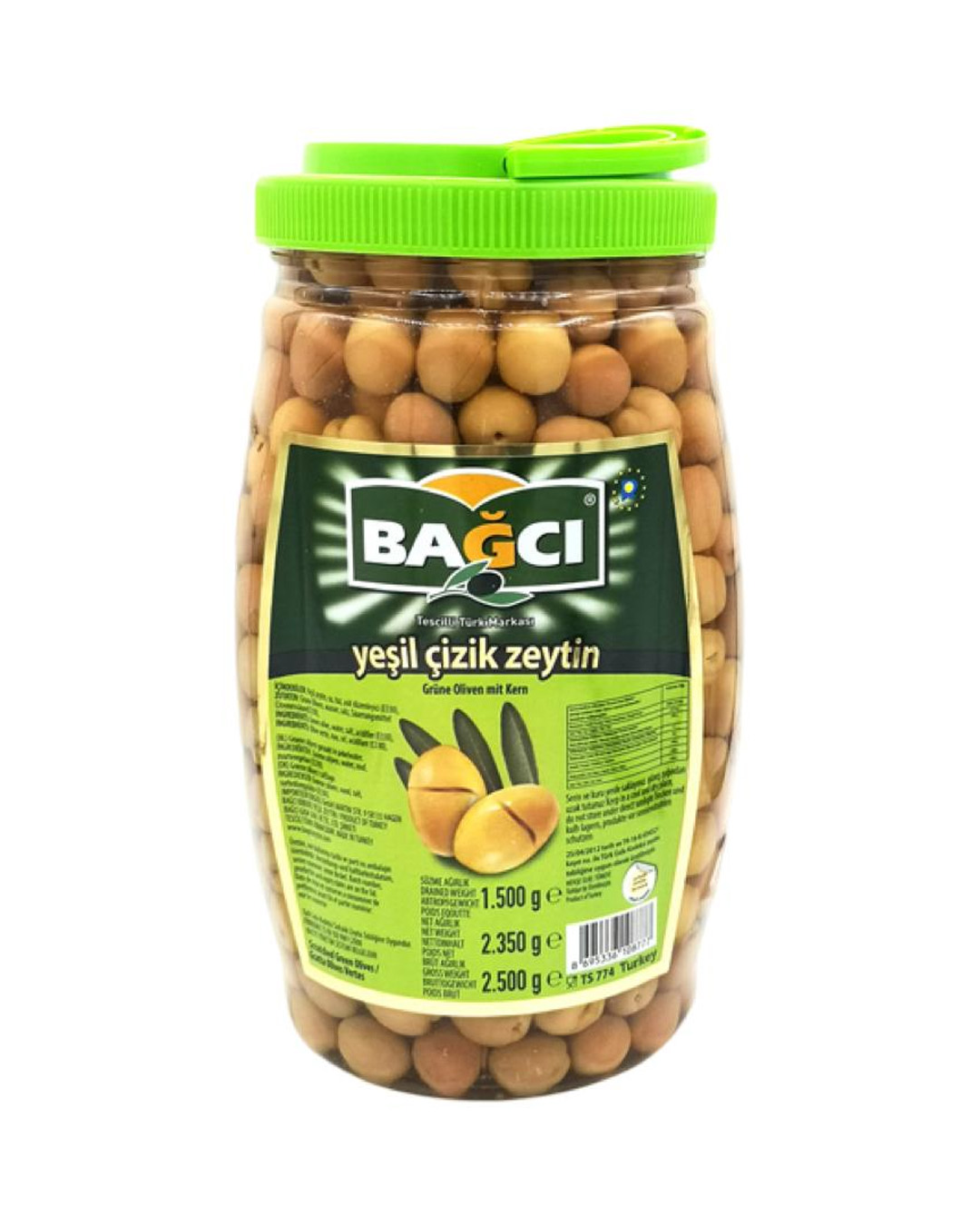 BAGCI Grüne geritzte Oliven PET 1,5kg