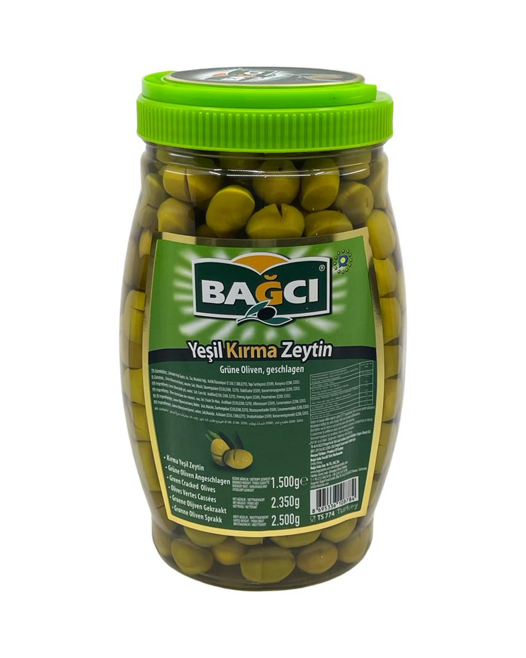 BAGCI angebrochene Grüne Oliven PET 1,5kg